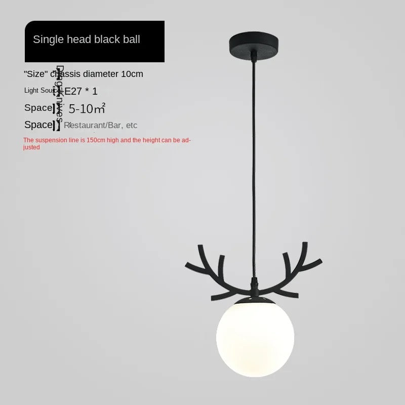 Modern Antler Globe Pendant Light Trio