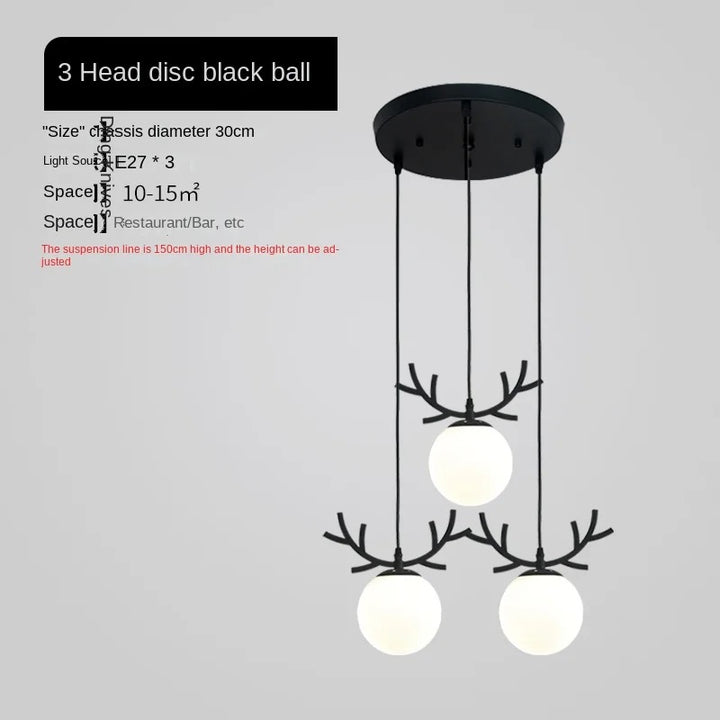 Modern Antler Globe Pendant Light Trio