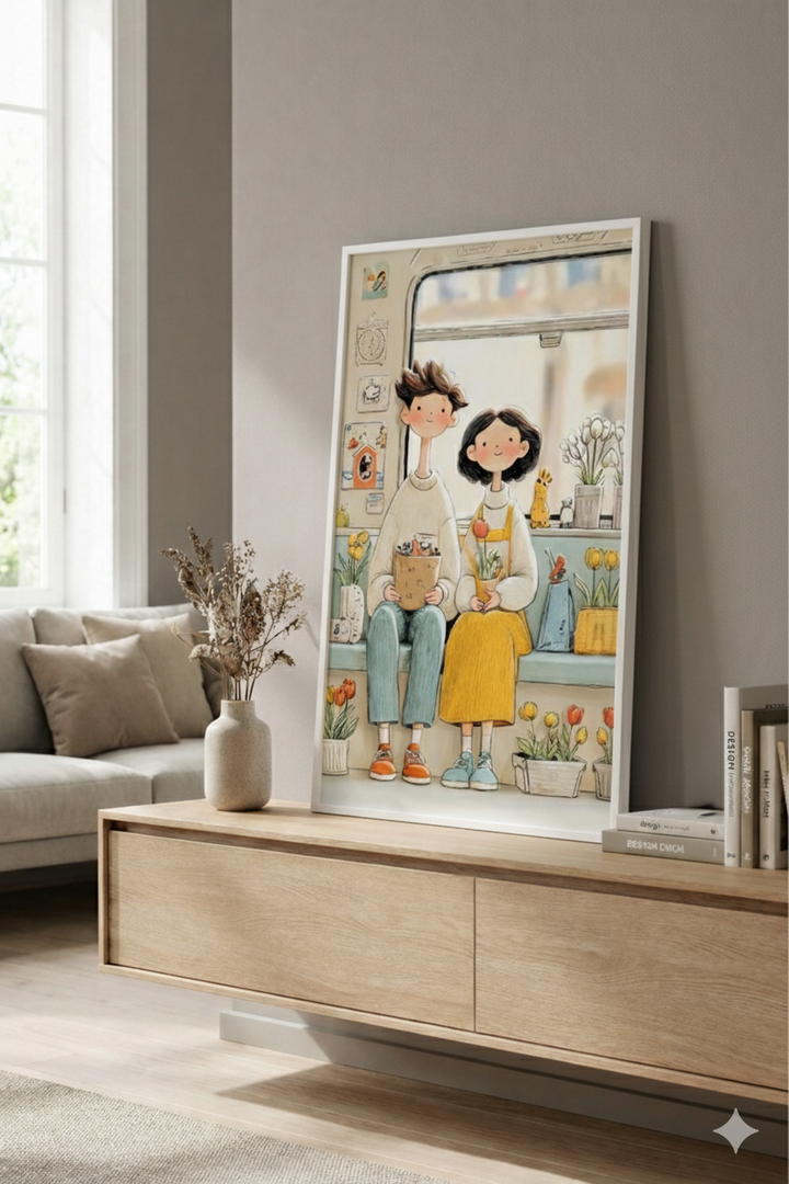 Cozy Couple by the Window Canvas