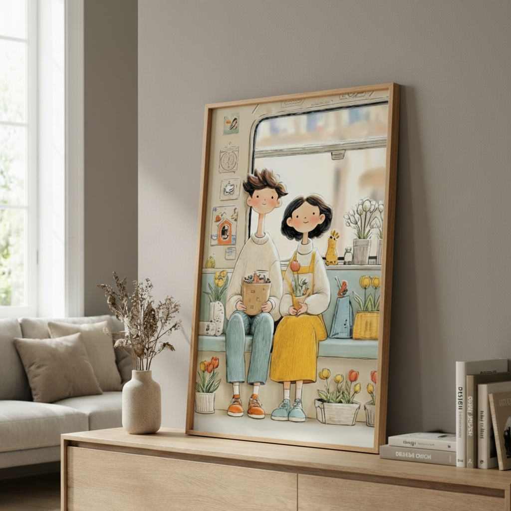 Cozy Couple by the Window Canvas