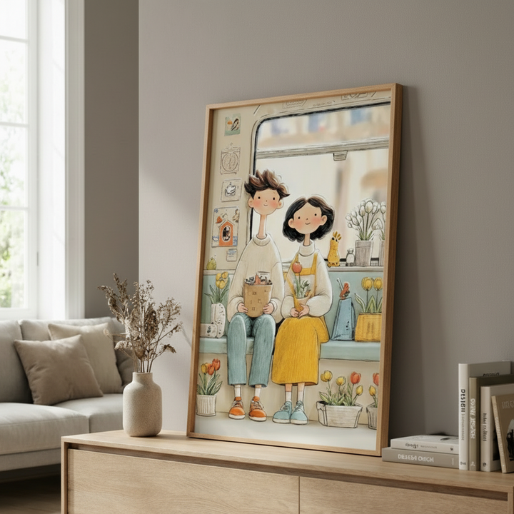 Cozy Couple by the Window Canvas