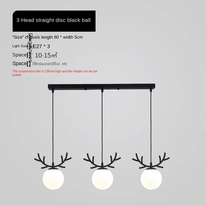 Modern Antler Globe Pendant Light Trio