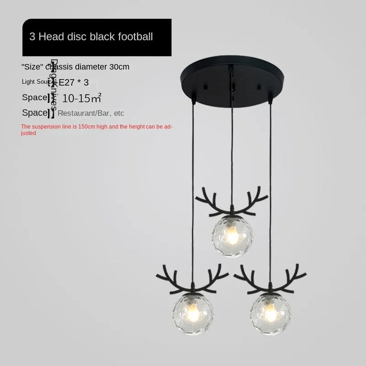 Modern Antler Globe Pendant Light Trio