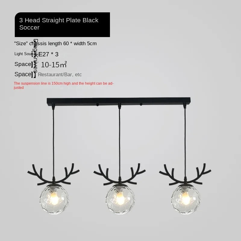 Modern Antler Globe Pendant Light Trio