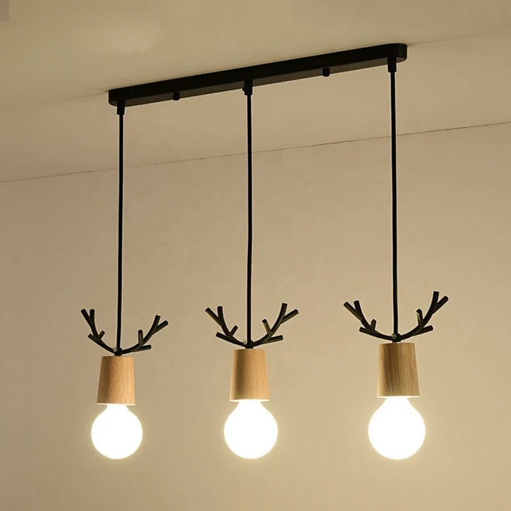 Wooden Antler Pendant Light