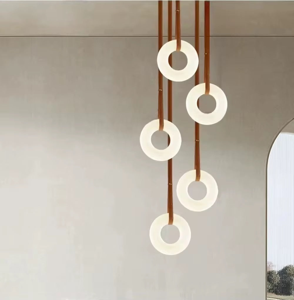 Modern Spanish marble Pendant Light with Leather Strap