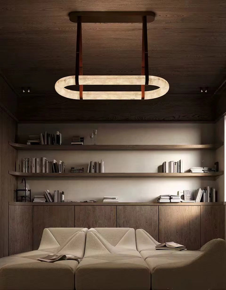 Spanish Marble Pendant Lights with brown belt holders