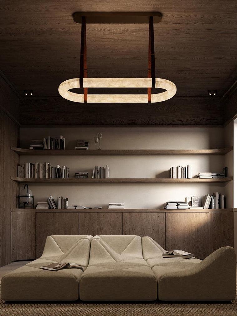 Spanish Marble Pendant Lights with brown belt holders