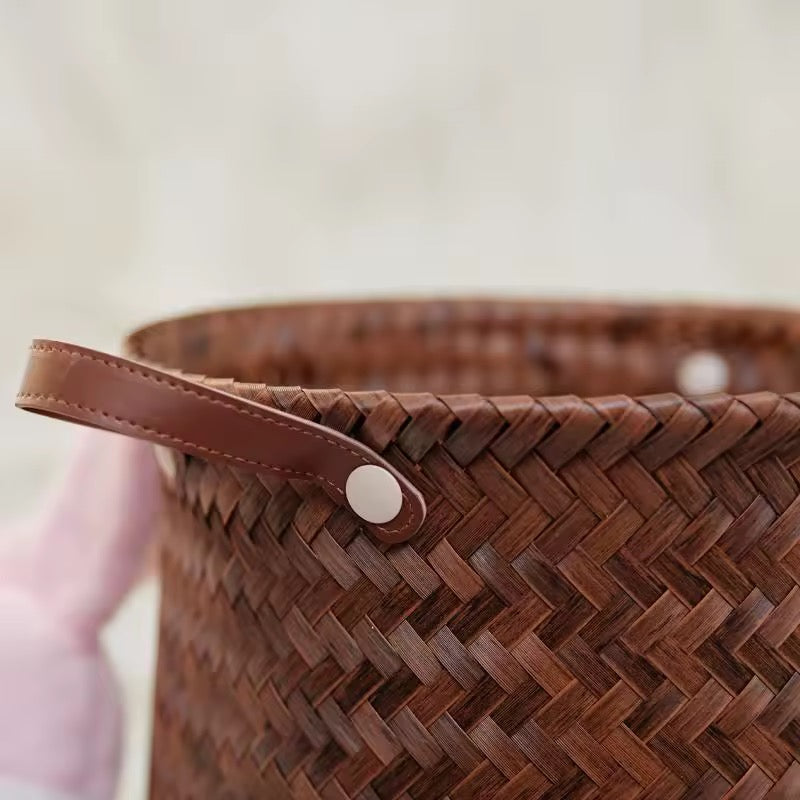 Handwoven Brown Storage Basket with Handles( set of 2 )