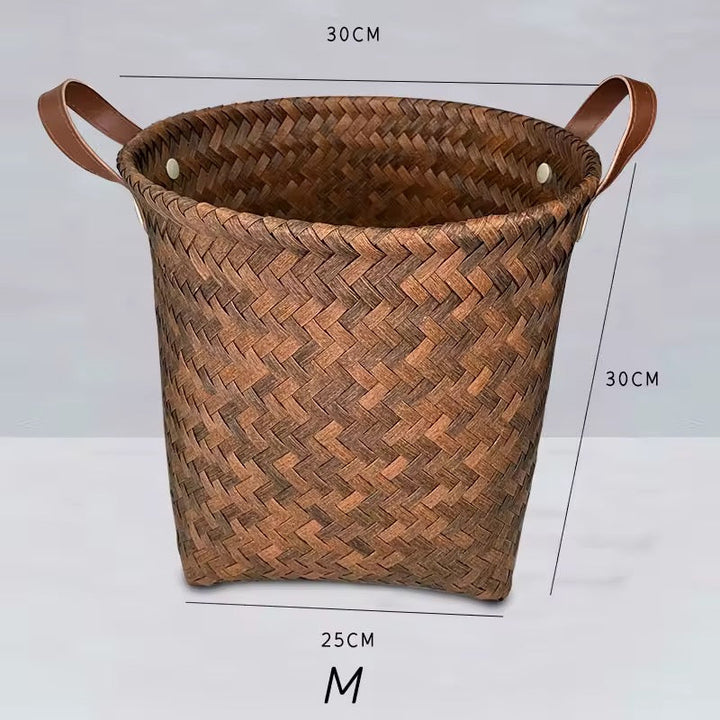 Handwoven Brown Storage Basket with Handles( set of 2 )