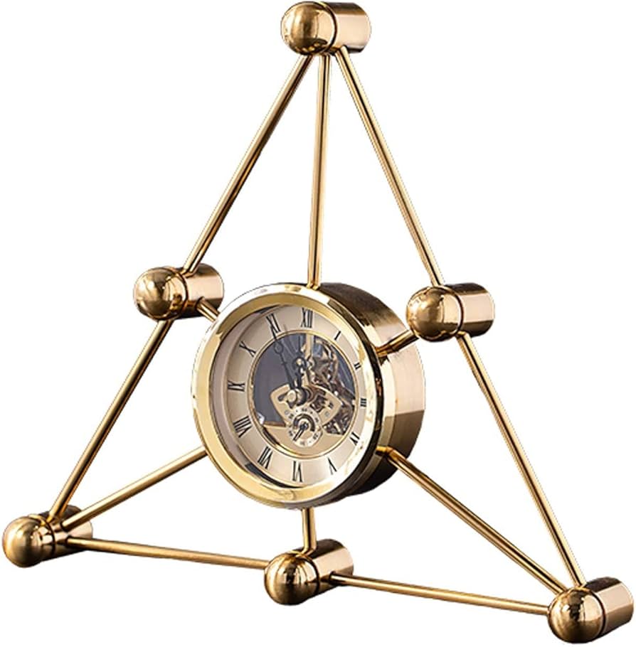 Triangular Geometric Gold Metal Table Clock