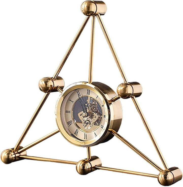 Triangular Geometric Gold Metal Table Clock