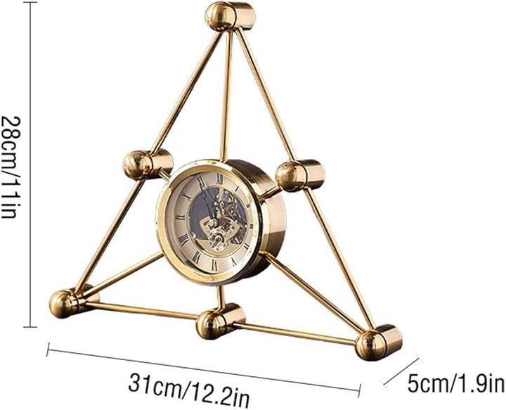 Triangular Geometric Gold Metal Table Clock