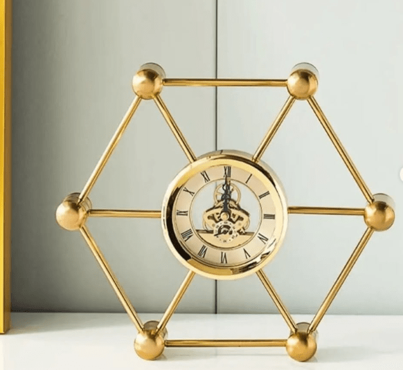Geometric Gold Metal Table Clock