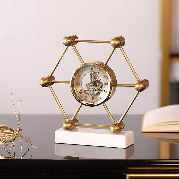 Geometric Gold Metal Table Clock