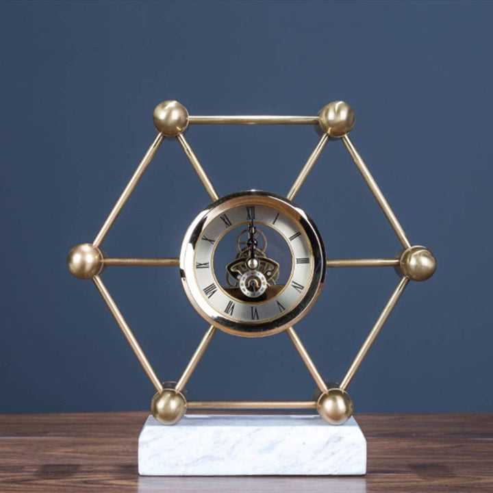 Geometric Gold Metal Table Clock