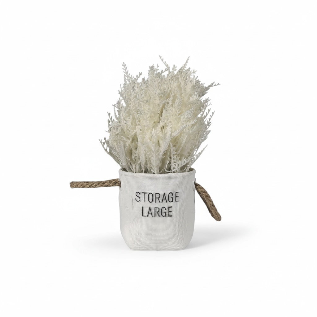 Artificial White Pampas Arrangement in Fabric Pot