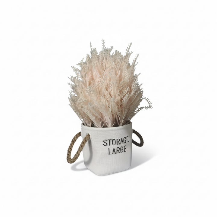 Artificial Peach Pampas Arrangement in Fabric Pot