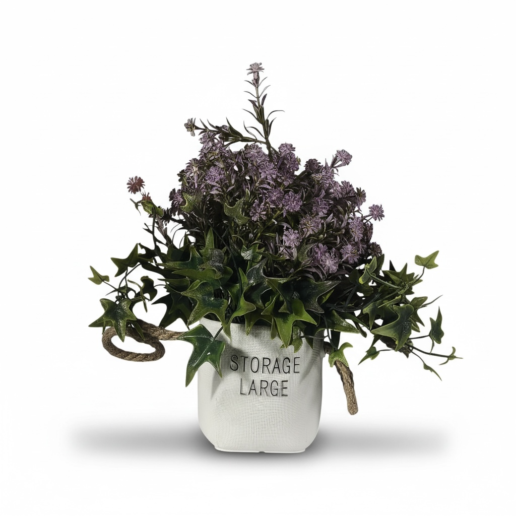 Artificial Purple Floral Arrangement in Fabric Pot
