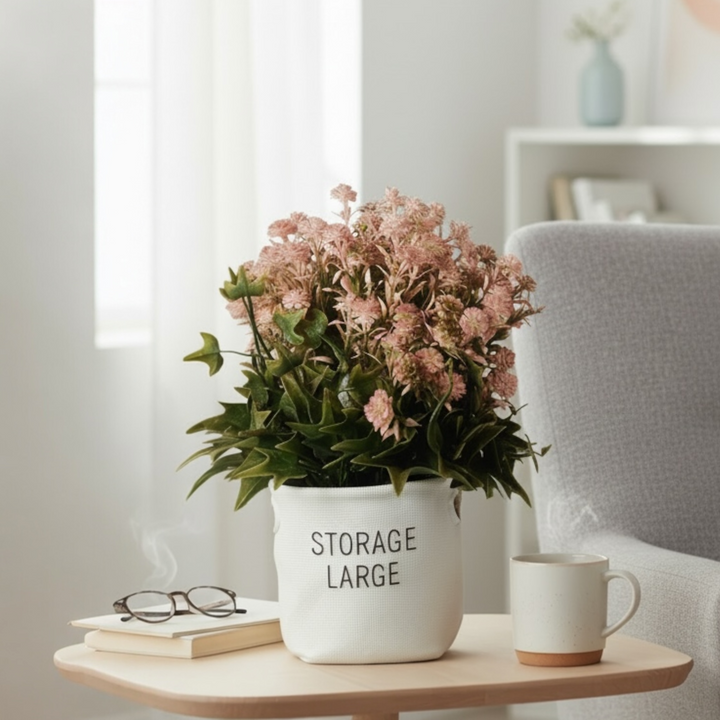 Artificial Pink Floral Arrangement in Fabric Pot