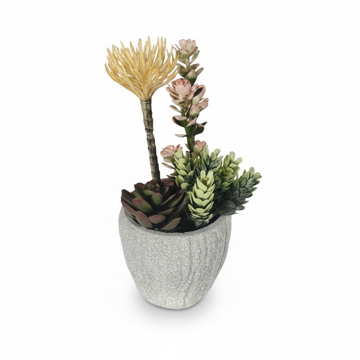 Artificial Mixed Succulent Arrangement in Textured Pot