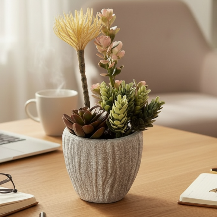Artificial Mixed Succulent Arrangement in Textured Pot