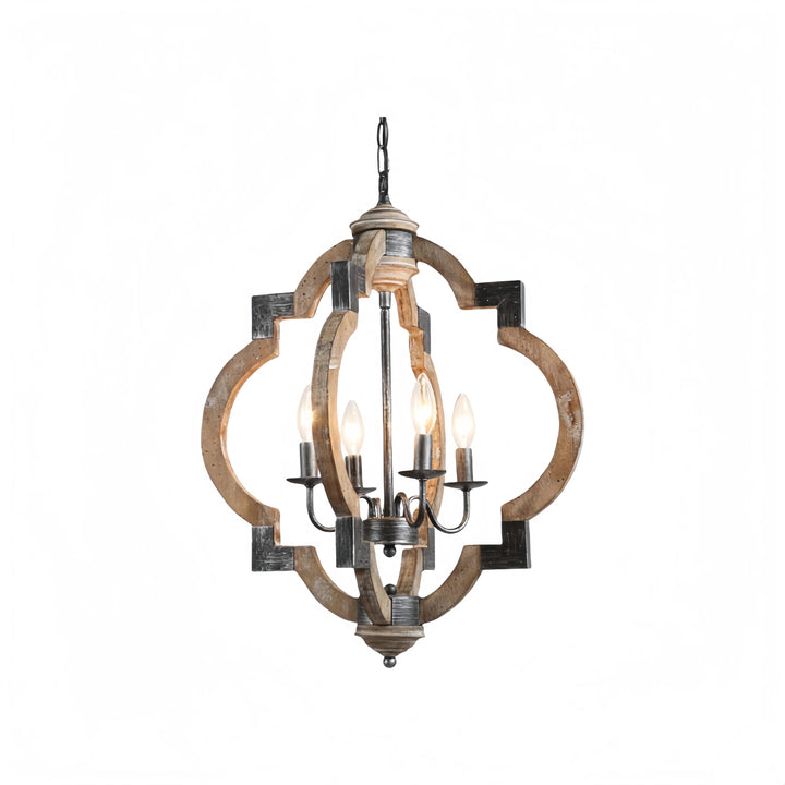 Rustic Chandelier with Quatrefoil Design