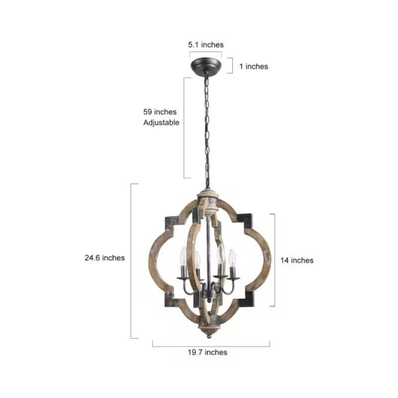 Rustic Chandelier with Quatrefoil Design