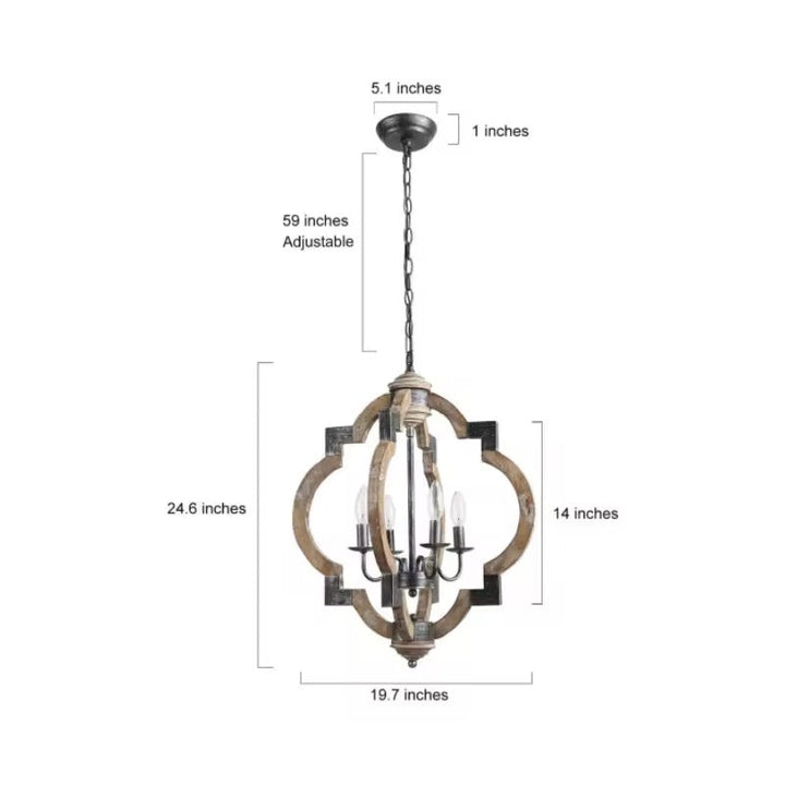 Rustic Chandelier with Quatrefoil Design