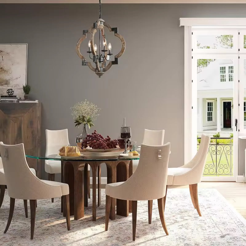 Rustic Chandelier with Quatrefoil Design