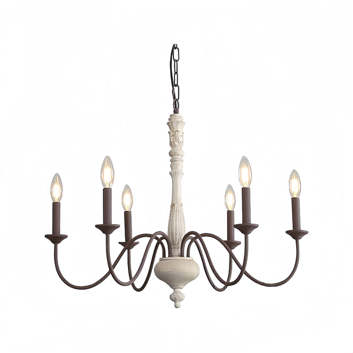Vintage 6-Light Chandelier with White Finish