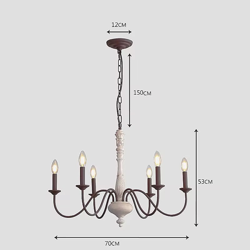 Vintage 6-Light Chandelier with White Finish