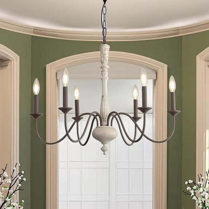 Vintage 6-Light Chandelier with White Finish