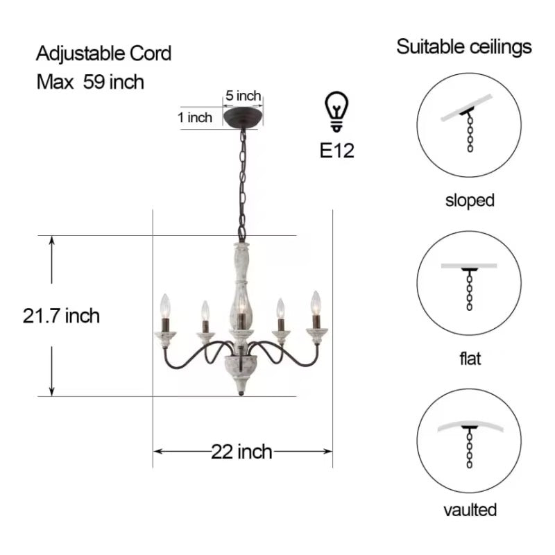 Vintage Chandelier with White Finish