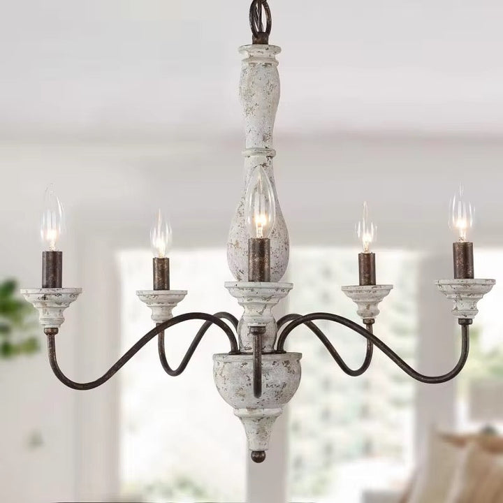 Vintage Chandelier with White Finish