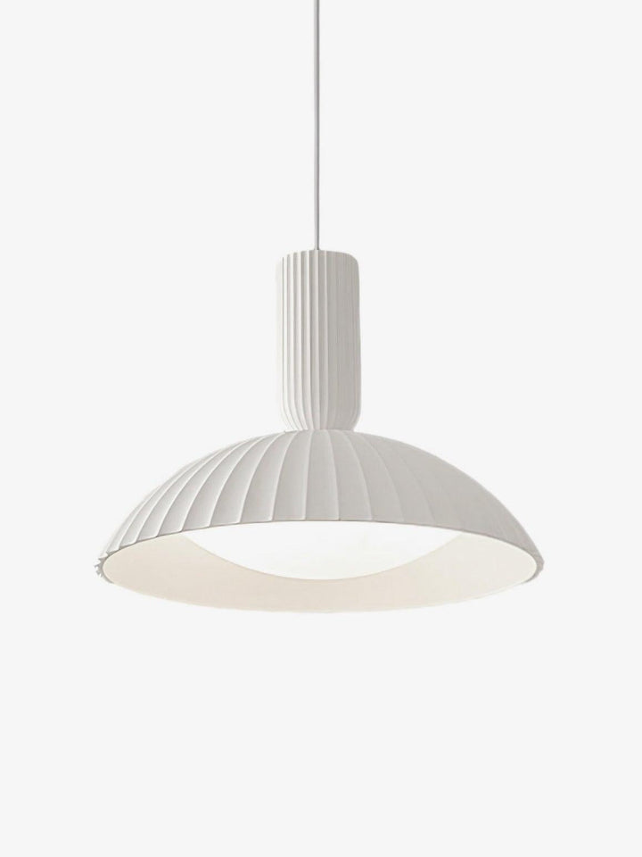 Modern White Ribbed Pendant Light
