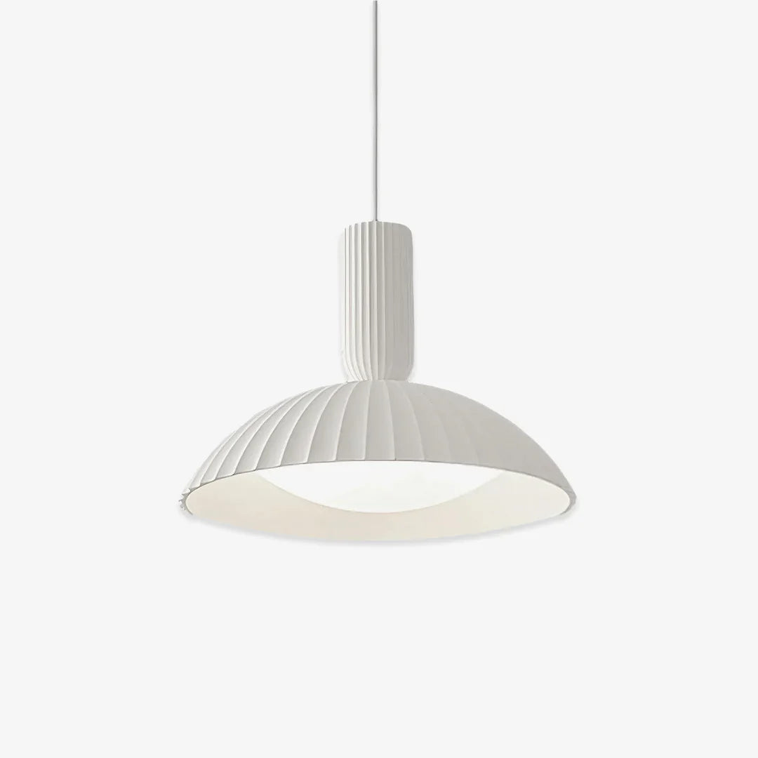 Modern White Ribbed Pendant Light