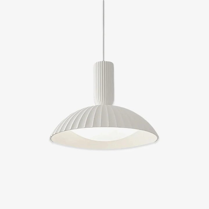 Modern White Ribbed Pendant Light
