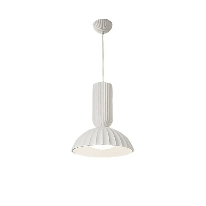 Modern White Ribbed Pendant Light
