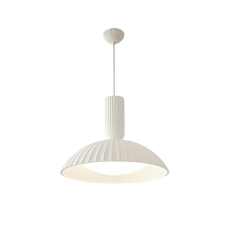 Modern White Ribbed Pendant Light