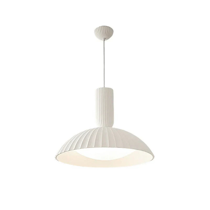 Modern White Ribbed Pendant Light