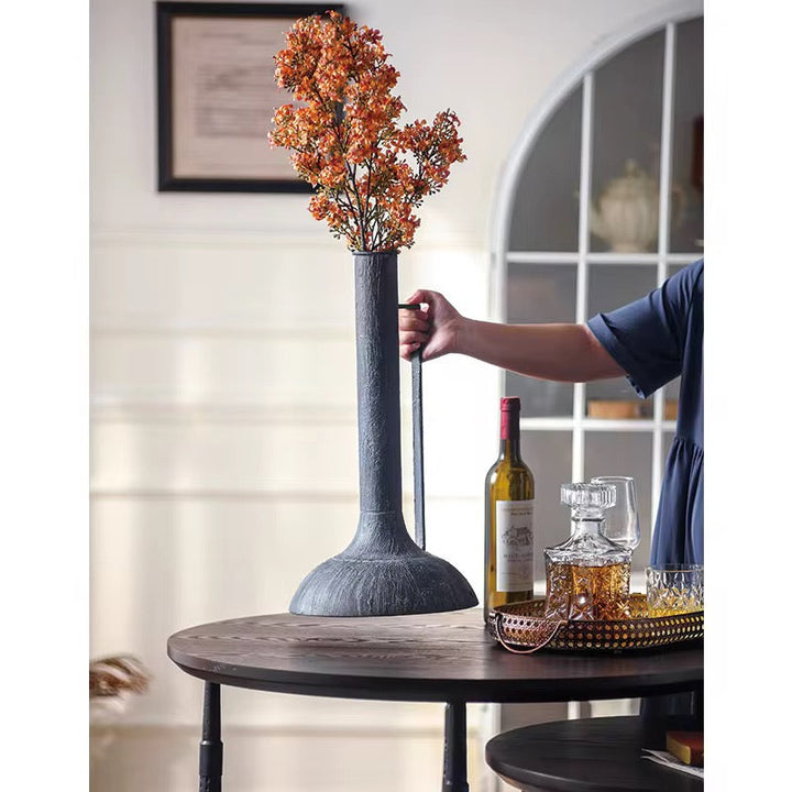 Tall Industrial Black Metal Vase