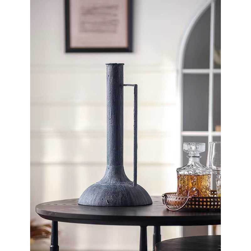 Tall Industrial Black Metal Vase