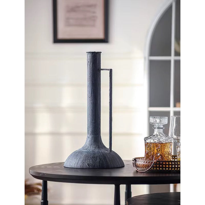 Tall Industrial Black Metal Vase