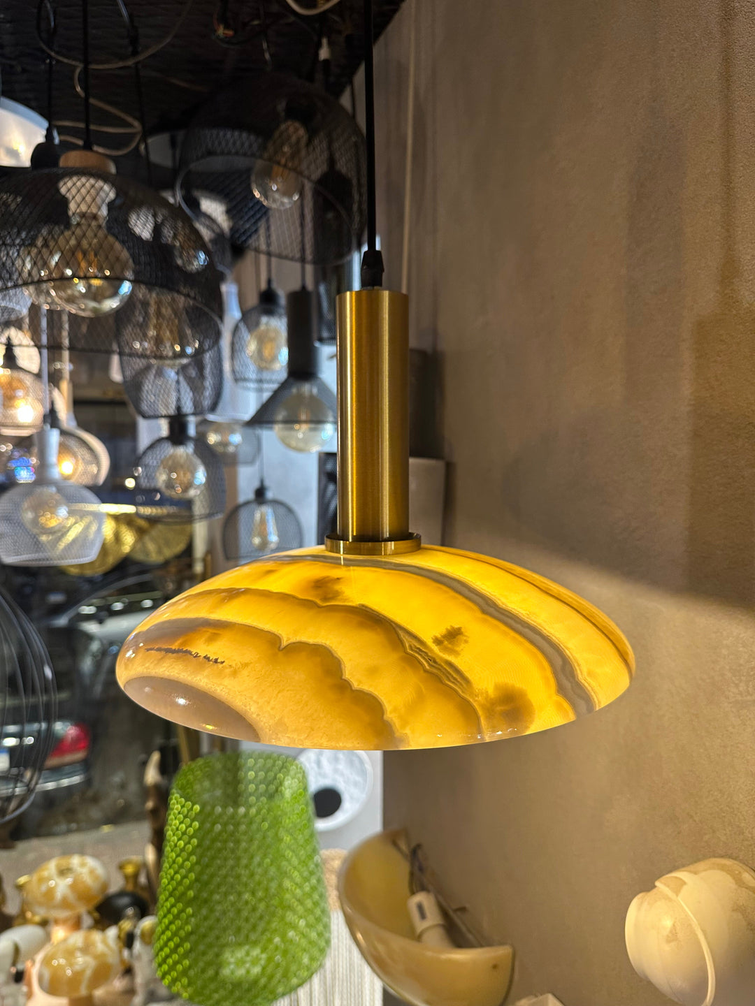 Amber Dome Glass Pendant Lights