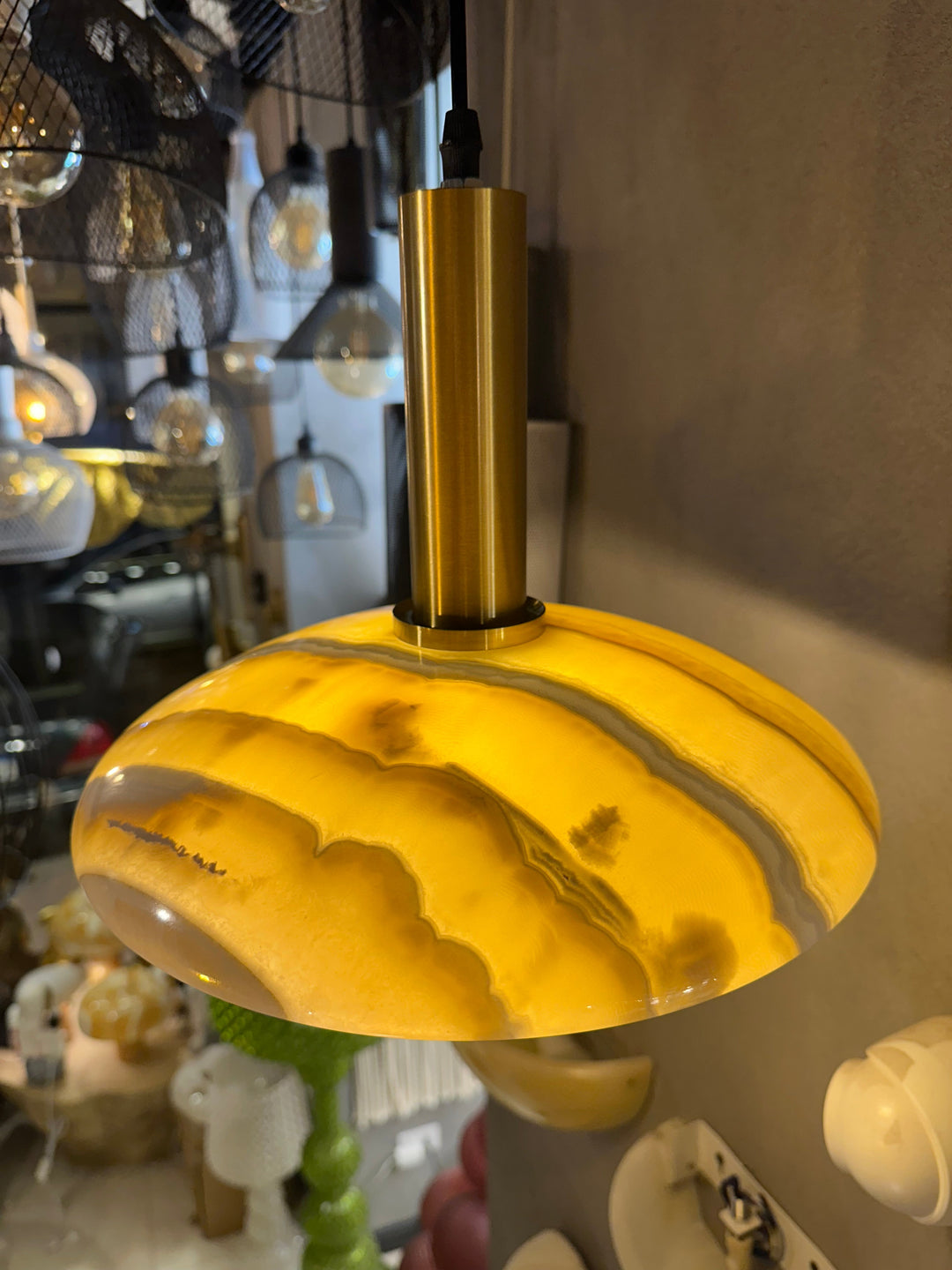 Amber Dome Glass Pendant Lights