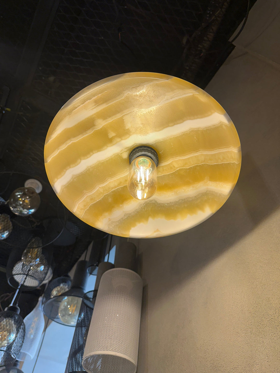 Amber Dome Glass Pendant Lights