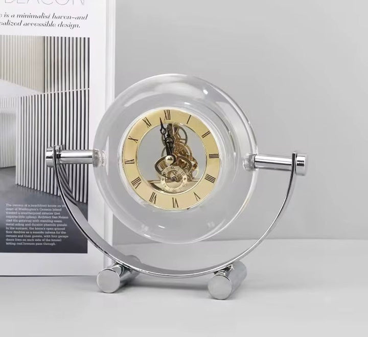 Modern Skeleton Glass Table Clock