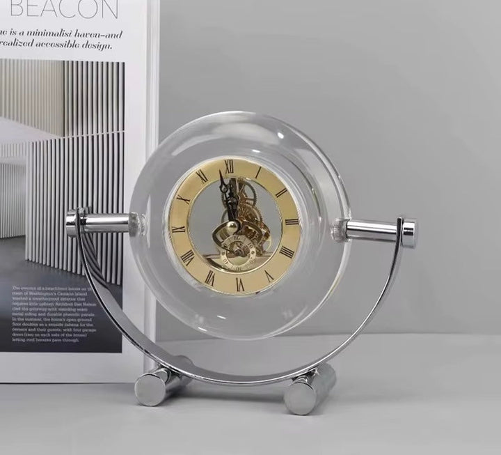 Modern Skeleton Glass Table Clock
