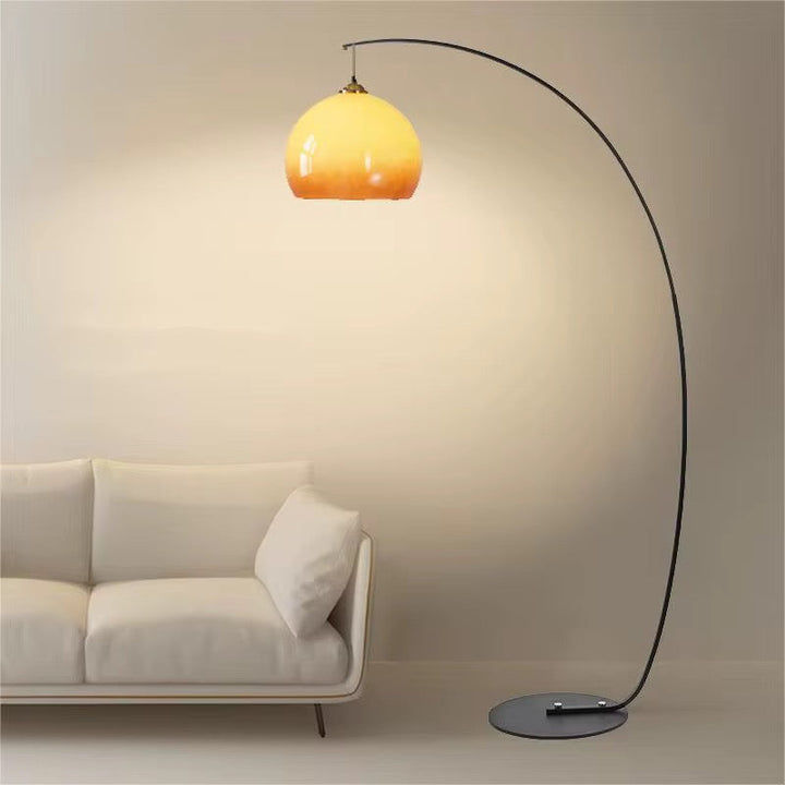 Modern Arc Floor Lamp with Amber Shade